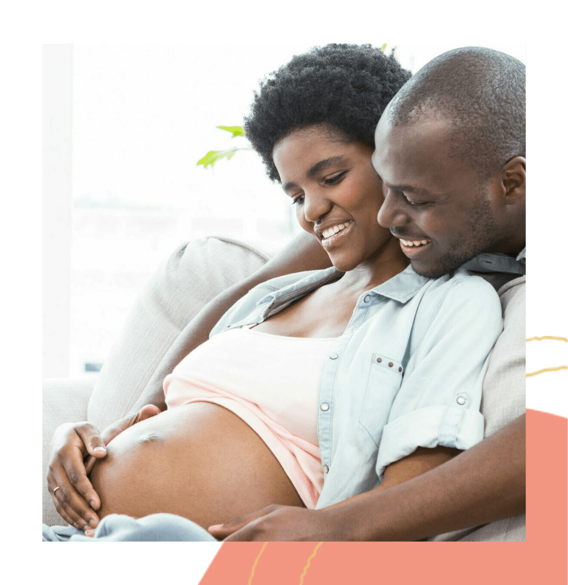 Pregnant couple with background